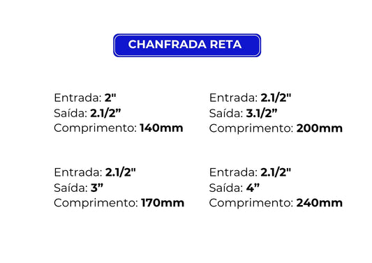 Ponteira Reta Inox 304 | Entrada 2½″ → Saída 4″ | 400 mm #55