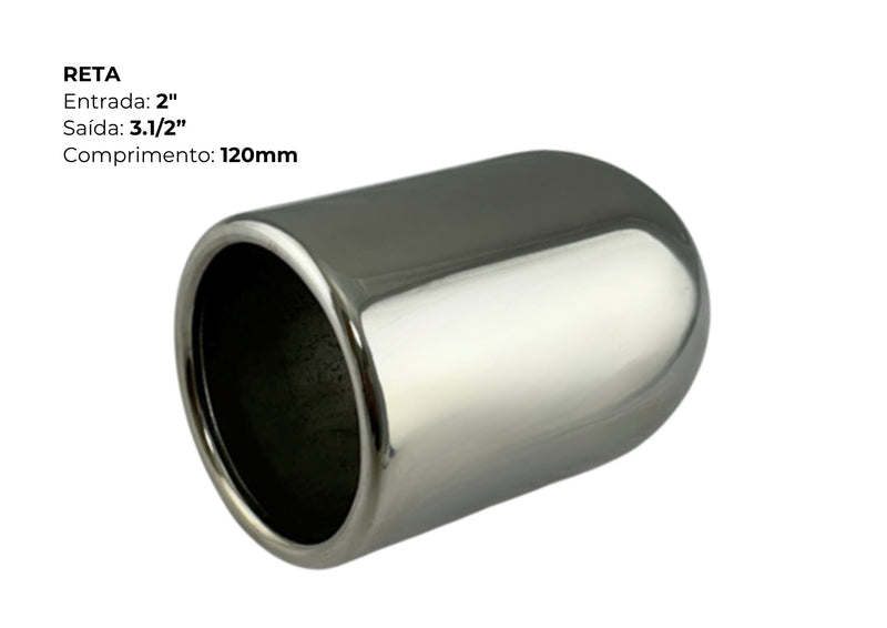 Ponteira Reta Inox 304 — Entrada 2″ | Saída 3½″ | 120mm (Premium Performance)