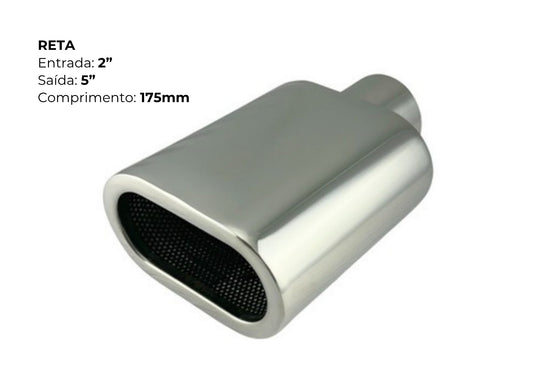 Ponteira Reta Inox Polido — Entrada 2″ | Saída 5″ | 175mm (Premium Inox 304 Selecionado)