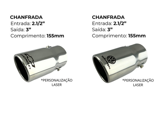 Ponteira Chanfrada Inox 304 Personalizada a Laser