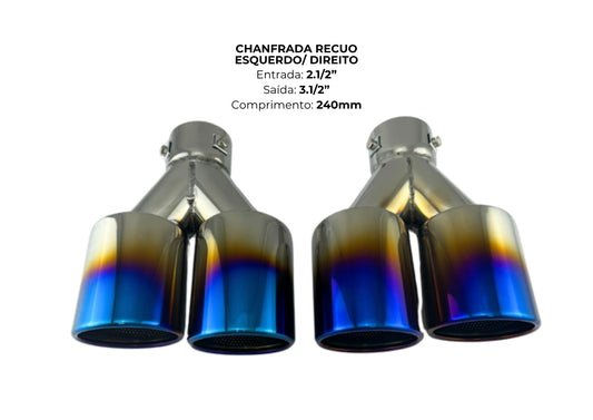Par de Ponteiras Dupla Chanfrada Recuo Esquerdo/Direito Titanium – Inox 304