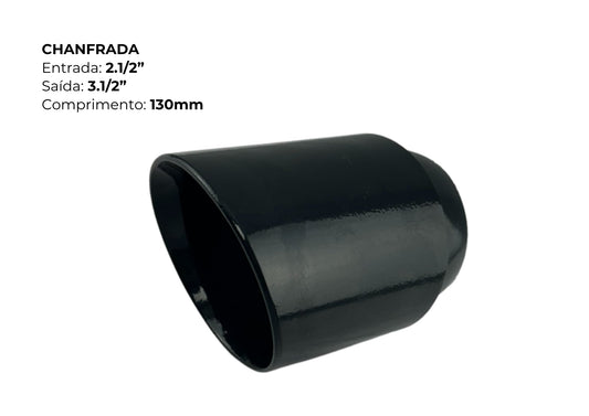 Ponteira Chanfrada Preta 3½″ x 2½″ — 130mm | Inox 304 Premium