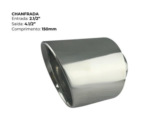 Ponteira Chanfrada Inox 4½″ x 2½″ — 150mm | Acabamento Espelhado Premium