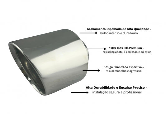 Ponteira Chanfrada Inox 4½″ x 2½″ — 150mm | Acabamento Espelhado Premium