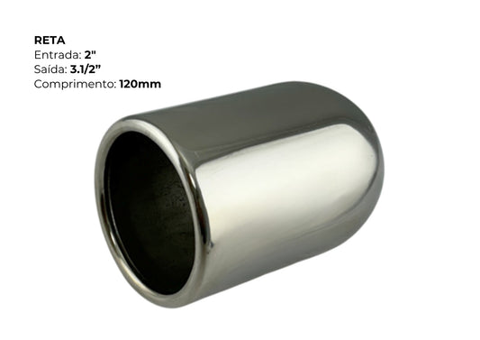 Ponteira Reta Inox 304 — Entrada 2″ | Saída 3½″ | 120mm (Premium Performance)