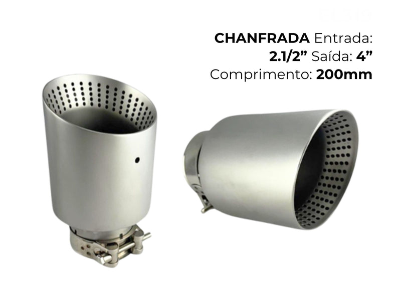 Ponteira Chanfrada Inox 304 com Furação Estilo Esportivo — Entrada 2½″ | Saída 4″ | 200mm (Premium Performance)