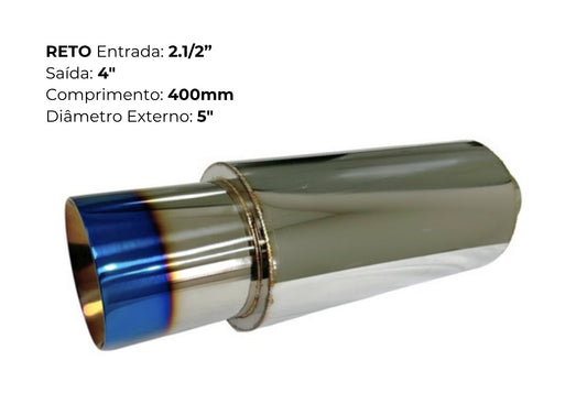 Ponteira Reta Inox 304 com Corte Titanium