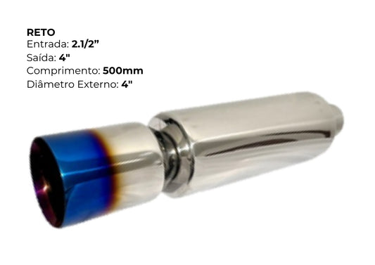 Ponteira Reta Inox 304 Azul Titanium