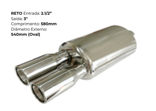 Abafador Duplo Reto Inox 304 Oval