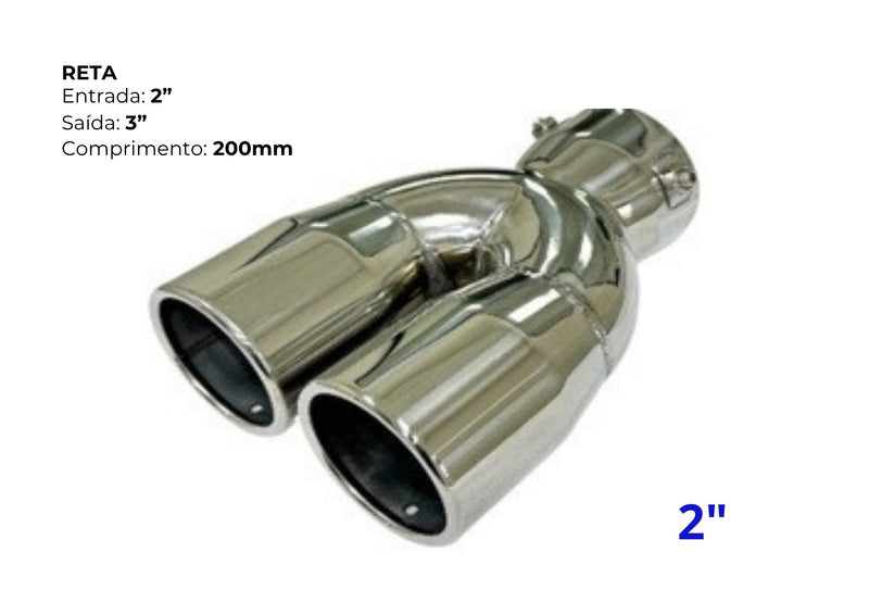 Ponteira Dupla Reta Inox 304 – Entrada 2” / Saída 3